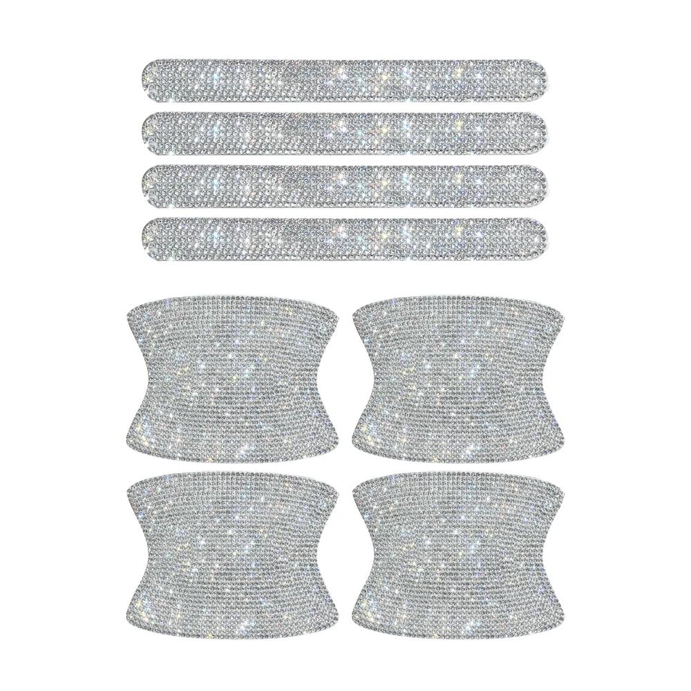Crystal Diamond Car Door Bowl Handle Protective Stickers Auto Decal Vehicle Sticker Decoration Car Bling Accessories for Women