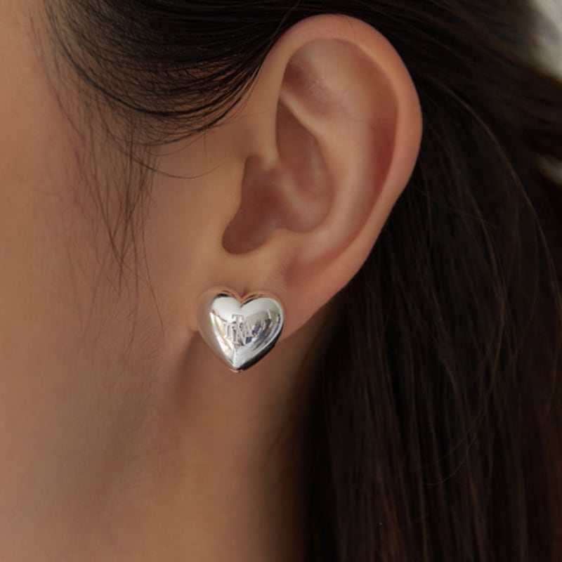 Tatiana (925 Silver) Bulky Emblem Heart One-Touch Earrings EC3011