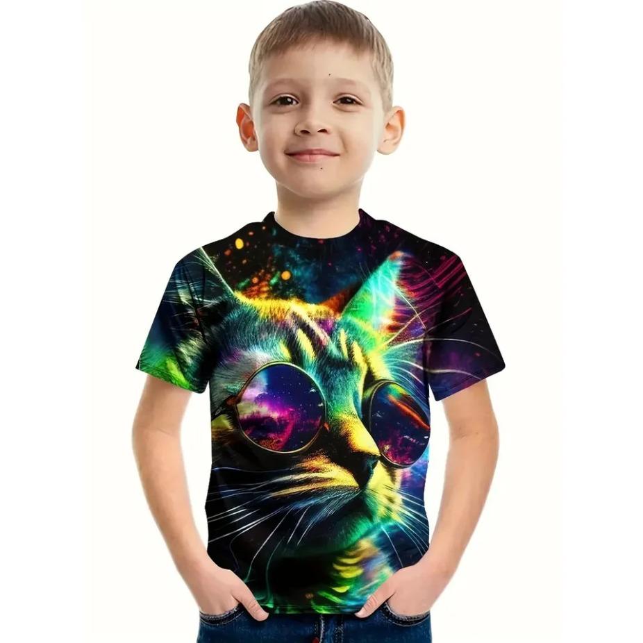 

Детские футболки с круглым вырезом, топы, полиэстер, повседневная спортивная одежда, удобные футболки, футболка с 3D-принтом и коротким рукавом 170 зелёный