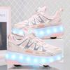 Zapatillas Luminosas con Ruedas para Niños Negro Rosa Luz Led Zapatos de Patinaje sobre Ruedas Zapatos Led para Niños Niñas Carga USB