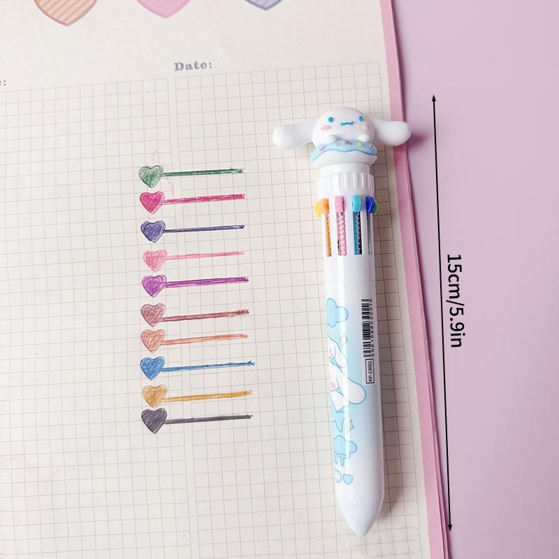 

10 Color Ballpoint Pen Neutral Pen Sanrio Big Head Pen For Kids Students Stationery Gift Stationery Supplies