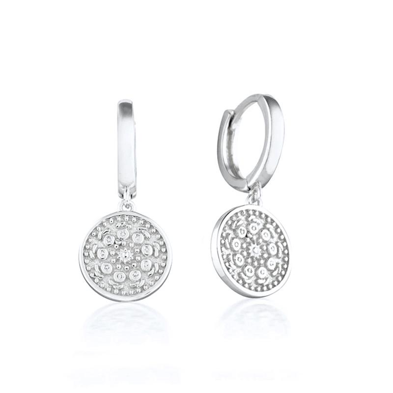 925 Silver Needle Vintage Geometric Pendant Earrings Round/Square/Shell Earrings for Women Fashion Jewelry Pendientes