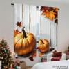 Piece Set High Definition Digital Printed Curtainsautumnpumpkinsonwhitewoodbackgroundwithmapleleaveshome Decoration Style Curtains Made Of Polyester