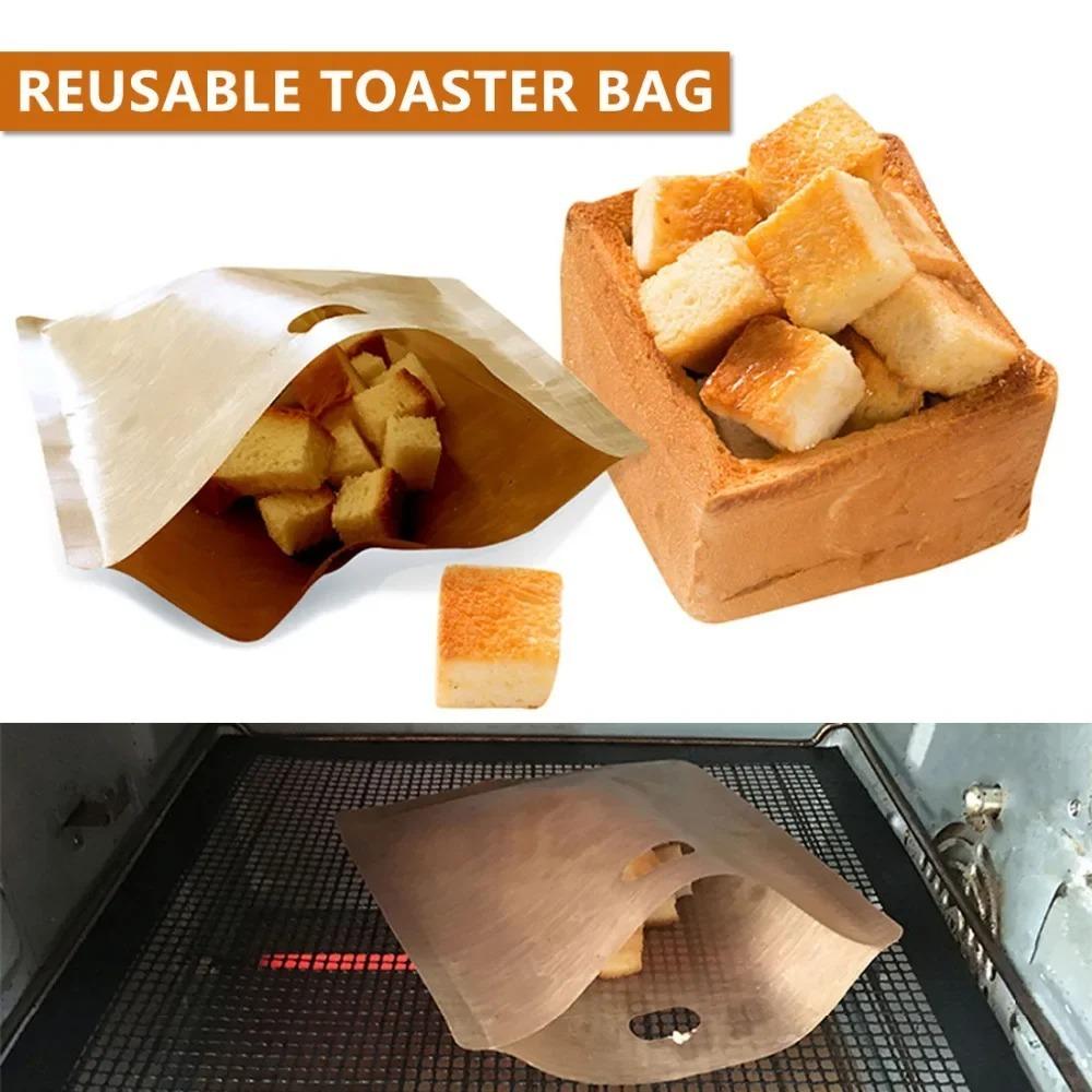 1PC Polyester Reusable Toaster Bag Snack Organizer Microwave Heating Sandwich Bags Reusable Baking Sheets Microwave Bags