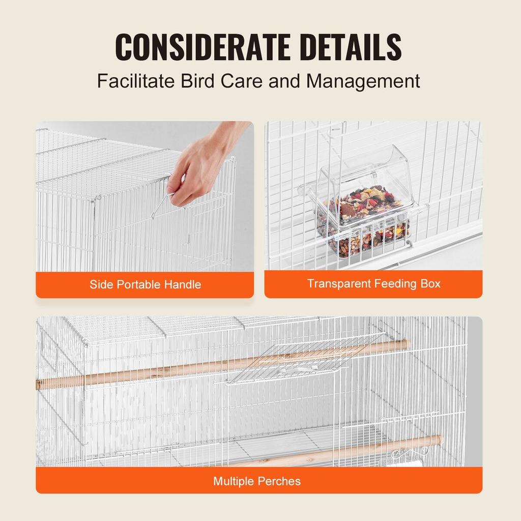 Bird Flight Cage 18 in Small Metal Parakeet Cage for Cockatiels White