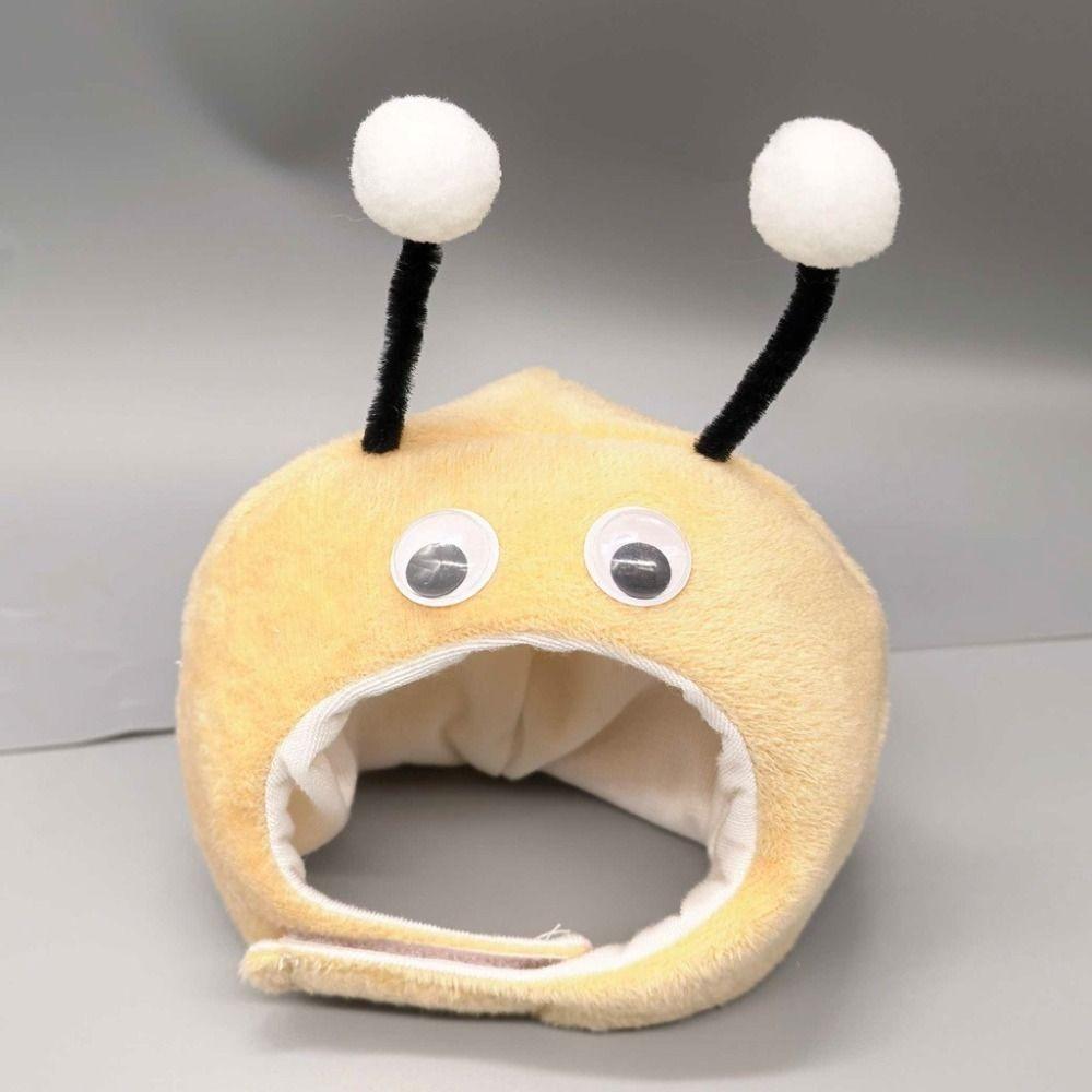Funny Warm Cat Bee Headdress Adjustable Cartoon Pet Cosplay Hat with Active Eyes Dog Head Cover Winter
