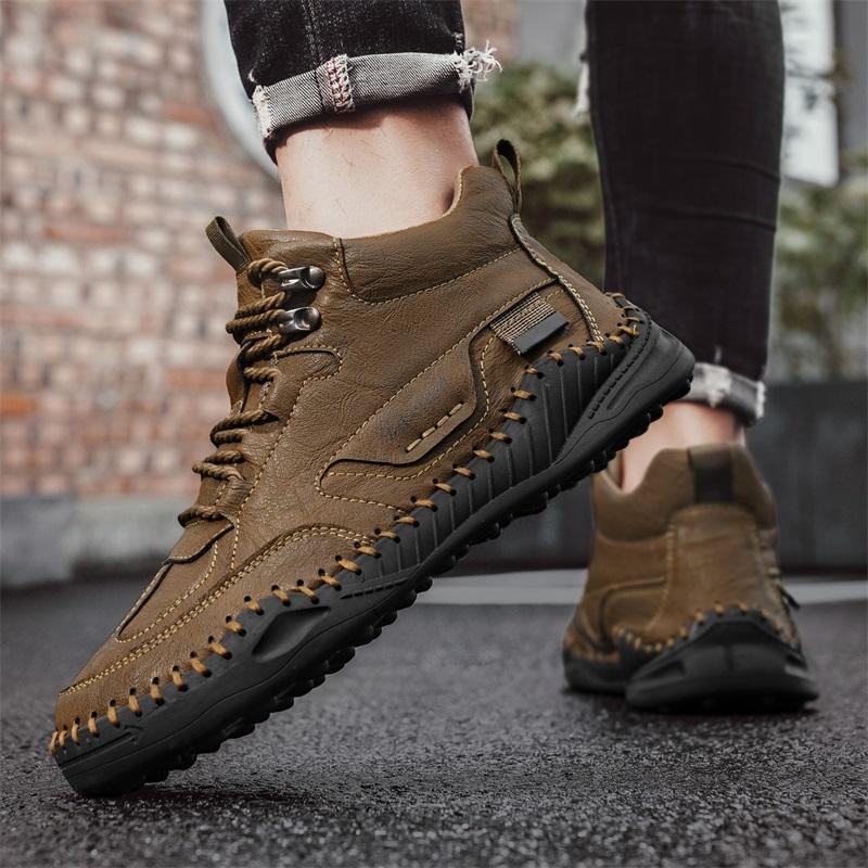 38-48 Men Large Size Hand-stitching Leather Men Boots Split Leather Casual Leather Shoes Men Ankle Boots