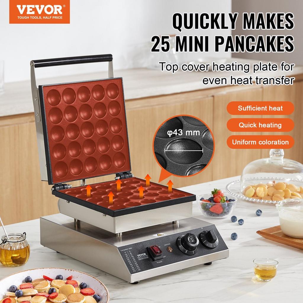 25PCS 43mm Mini Dutch Pancake Maker Commercial Dorayaki Baker 1700W