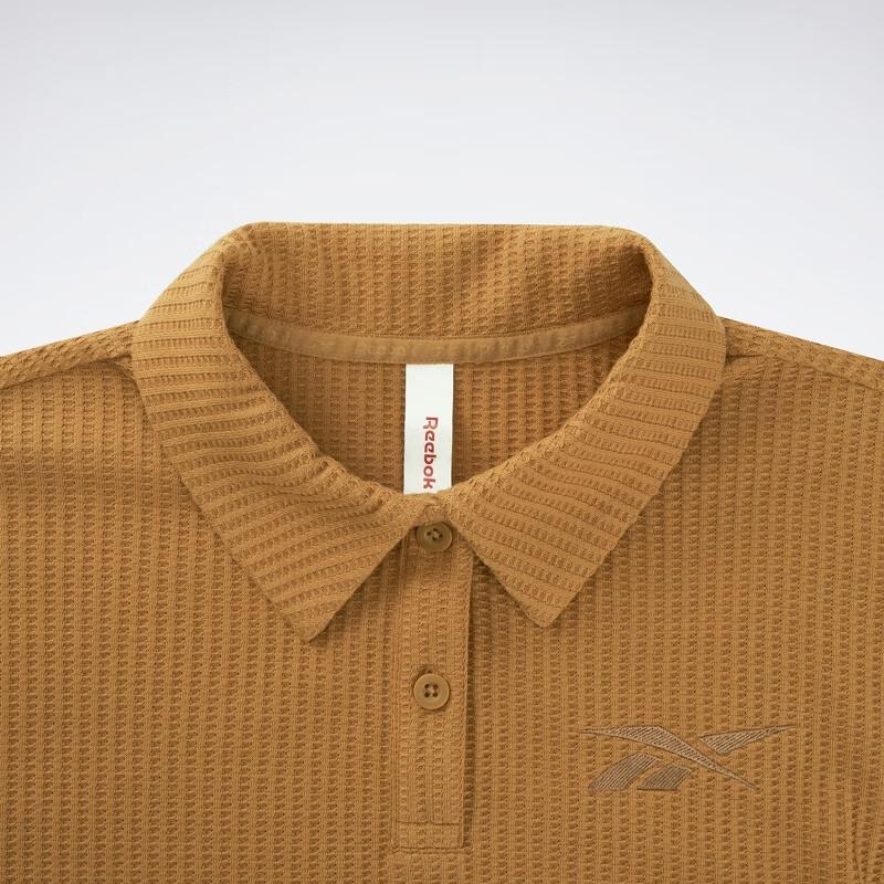 Reebok Beats Polo Series Solid Color Short Knit Breathable Loose Short Sleeve Polo Shirt Women tops Brown 23RCS420WGBR