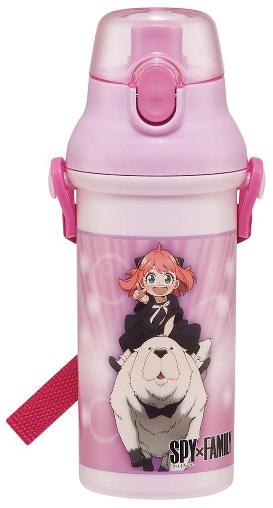 Skater Water Bottle, 480ml, for Kids, Made of Child-Friendly Plastic, Lightweight, Spy Family Anya & Bond Design, Made In Japan, PSB5SANAG-A