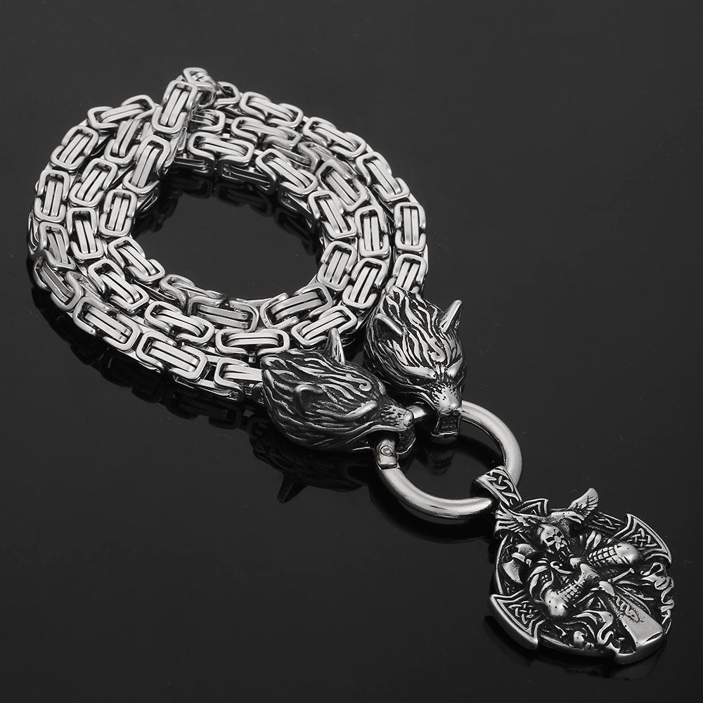 

Персональное ожерелье из нержавеющей стали с головой волка викинга Одина с портретом вороны, ожерелье, мужские ювелирные изделия из нержавеющей стали 50