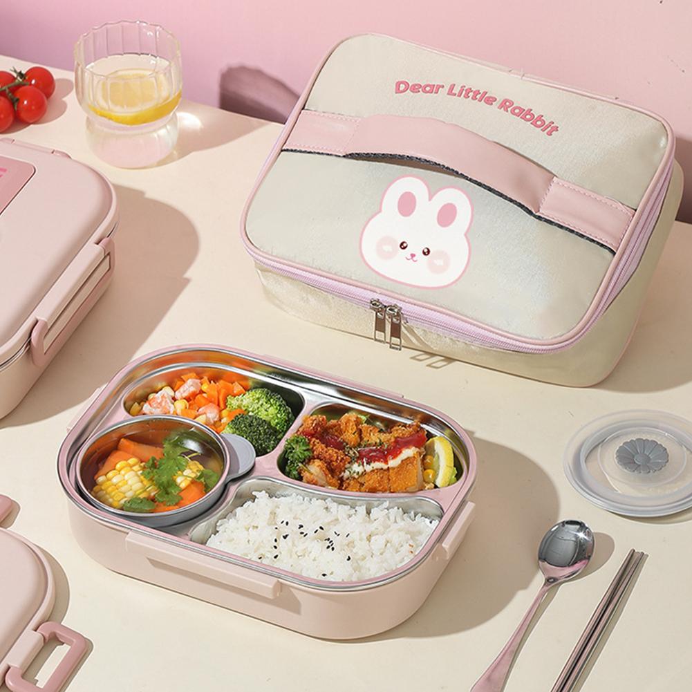 Stainless Steel Bento Box Microwave Safe 850/1500ml Leakproof Sealed Food Container Easy To Clean Rabbit 2/4/5 Grids for Lunch