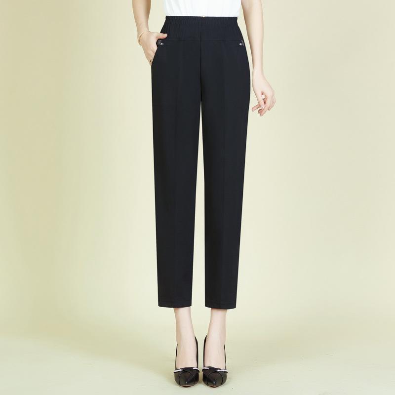 Summer Capris for Middle-Aged & Elderly Women – Lightweight Elastic High-Waist Straight-Leg Pants