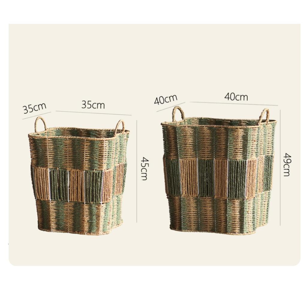 Paper Rope Laundry Basket Open-Top Handwoven Portable for Home