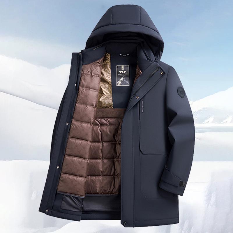 

Men s Winter Down Jacket with Detachable Liner - Business Casual Style for Middle-Aged Dads 2XL (155-170 jin) Темно-синій