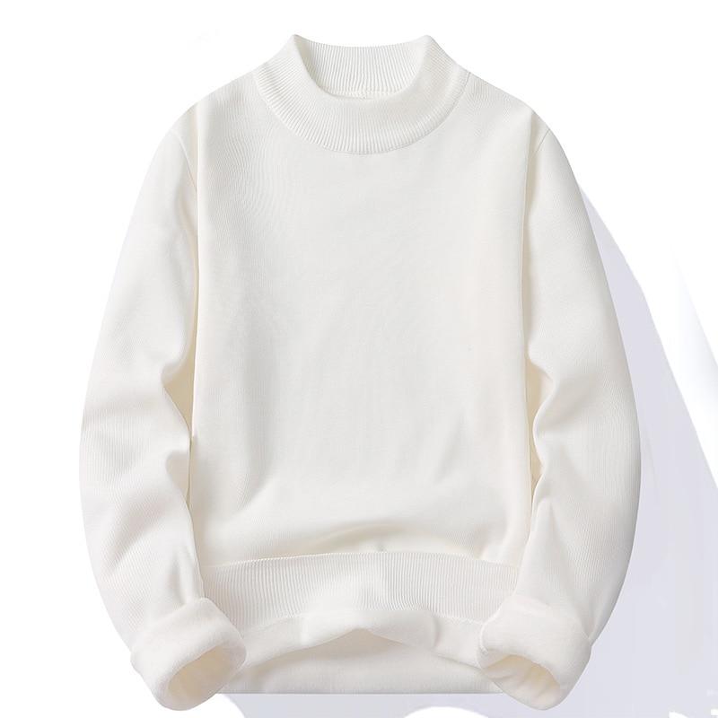 Mode Für Männer Casual Slim Fit Grundlegende Rollkragen Gestrickte Pullover Hoher Kragen Pullover Männlichen Doppel Kragen Herbst Winter Tops XXL weiß