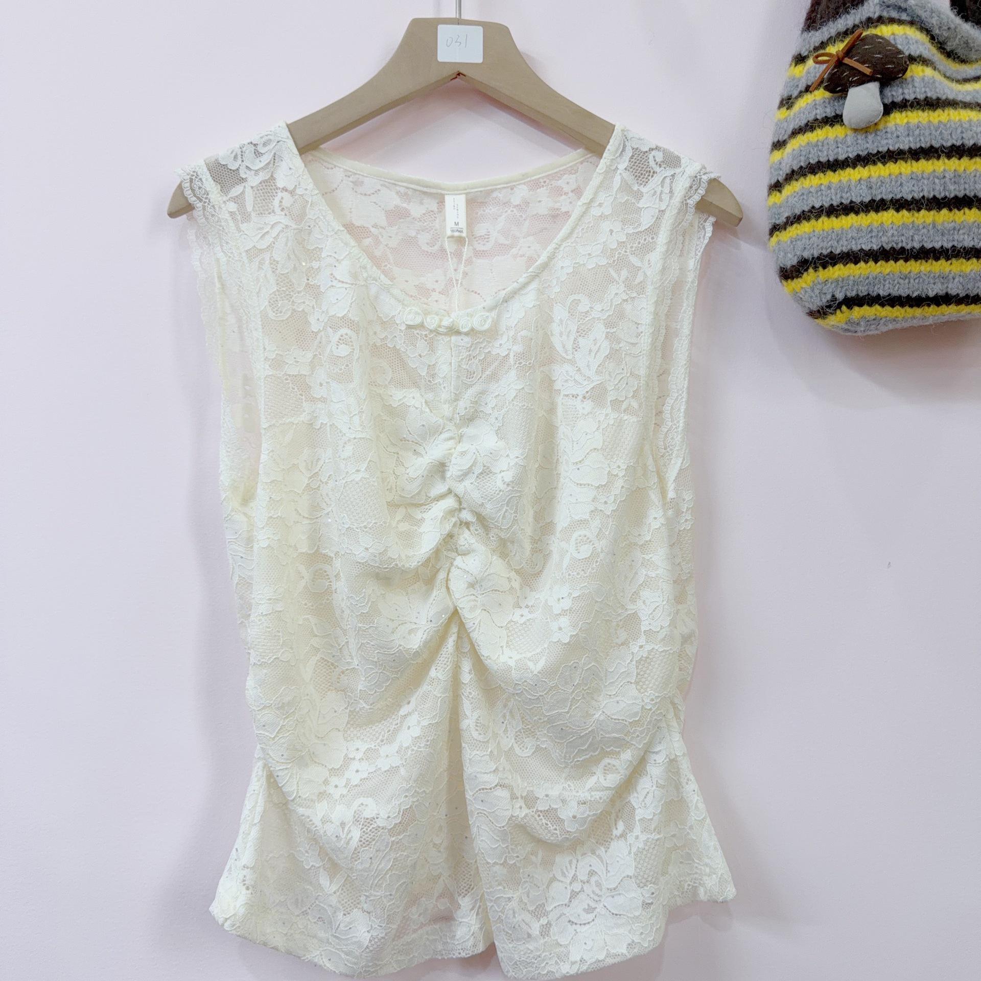2026 Summer Fashion Casual Lace Slimming Vest L (54-59 kg) грязно-белый