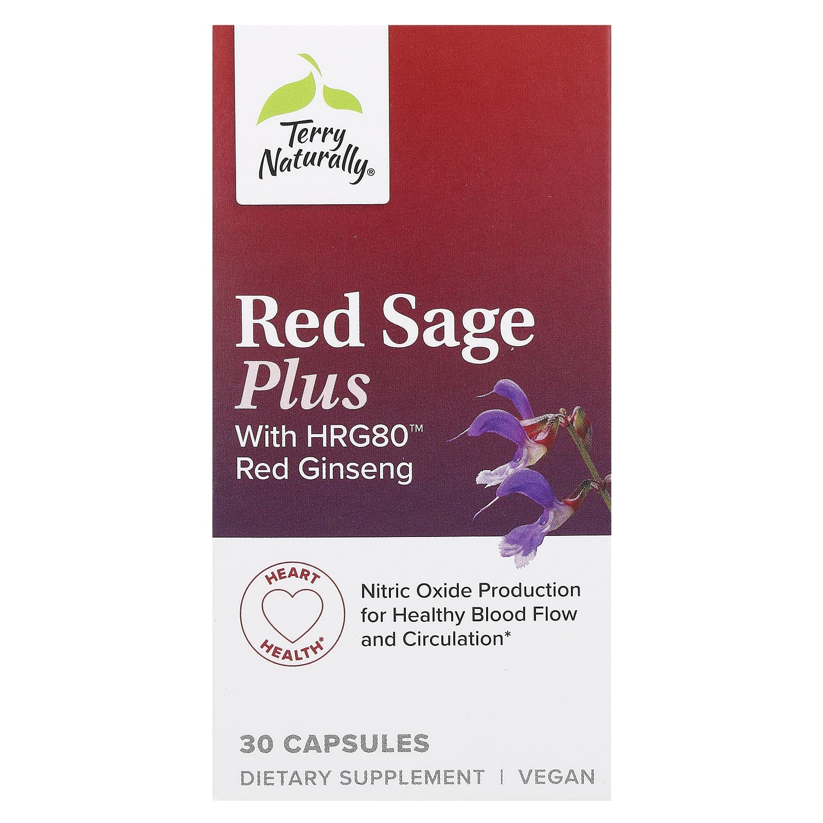 

Terry Naturally, Red Sage Plus, HRG80 Red Ginseng, 30 Capsules