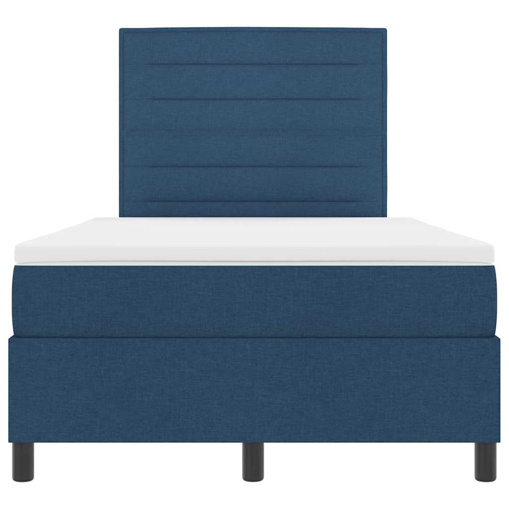 Box Spring Bed with Mattress and Headboard Blue 120 x 190 cm Fabric