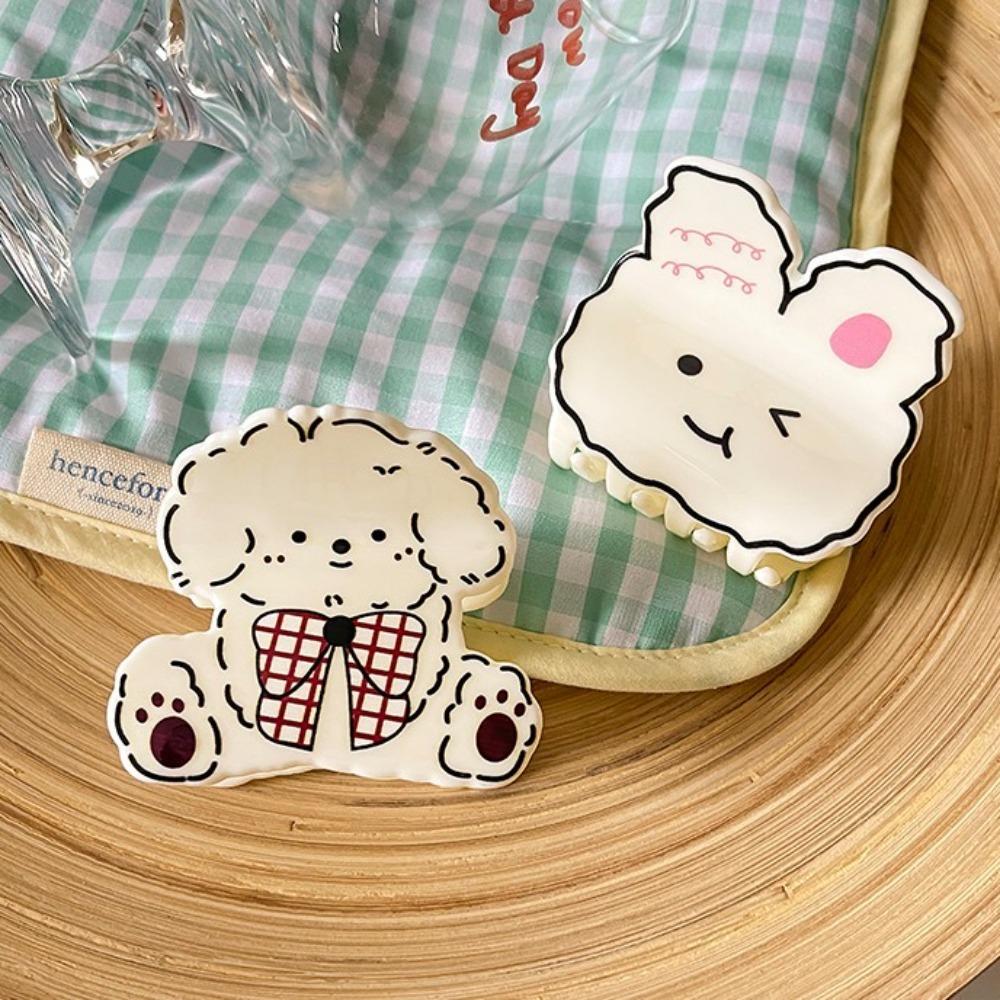 Acrylic Plaid Dog Crab Clip Puppy Spotted Cat Hair Clip Sweet Cartoon Animal Hair Claw  Headdress