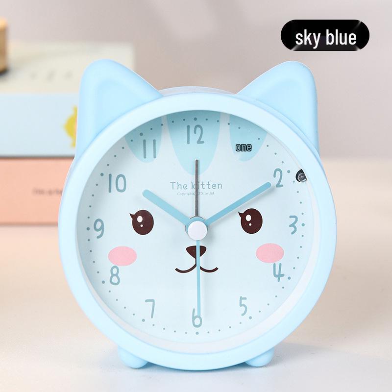 Children's Cute Night Light Alarm Clock - Silent, Integrated, Bedside for Boys and Girls