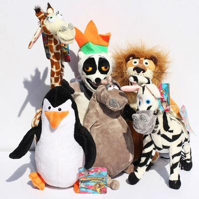 6 st/set Animationsfilm Madagascar Plyschleksaker Tecknad Lejon Giraff Pingvin Zebra Flodhäst Lemur Dockor Barn Baby Födelsedagspresenter