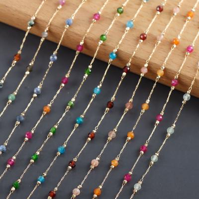 C220 18K Gold Plated High Quality Colorful Natural Stone Metal Chain Diy Necklace Bracelet for Women Jewelry Making 1m/lot