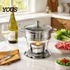Office Lunch Food Warmer Chafers And Warmers Set with Glass Lid, Round Stainless Steel Compact Vacuum Insulated Meal Box Thermal Serving Bowl,