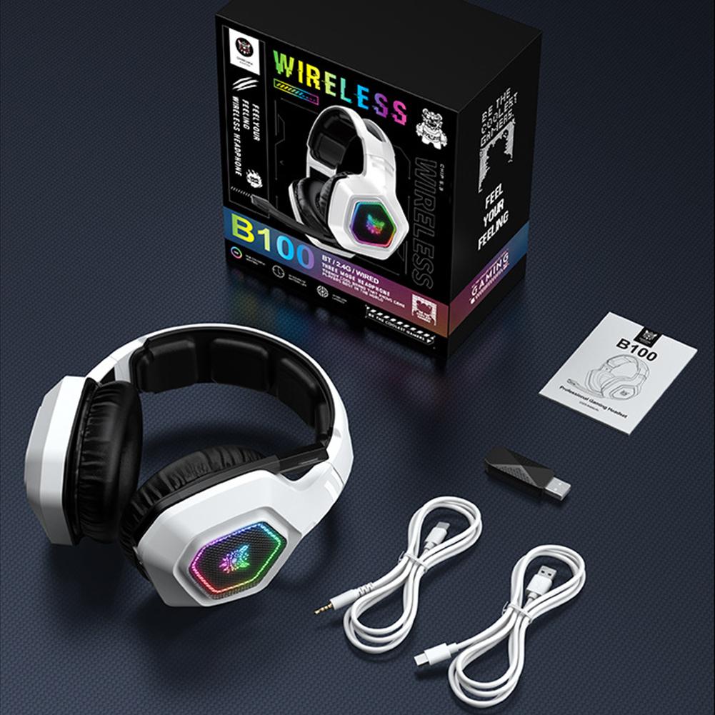 Kabelloses Gaming-Headset 2,4 GHz/BT 5.3/Kabelgebundene Over-Ear-Kopfhörer RGB-Licht Gamer-Kopfhörer für PS4 PC Laptop