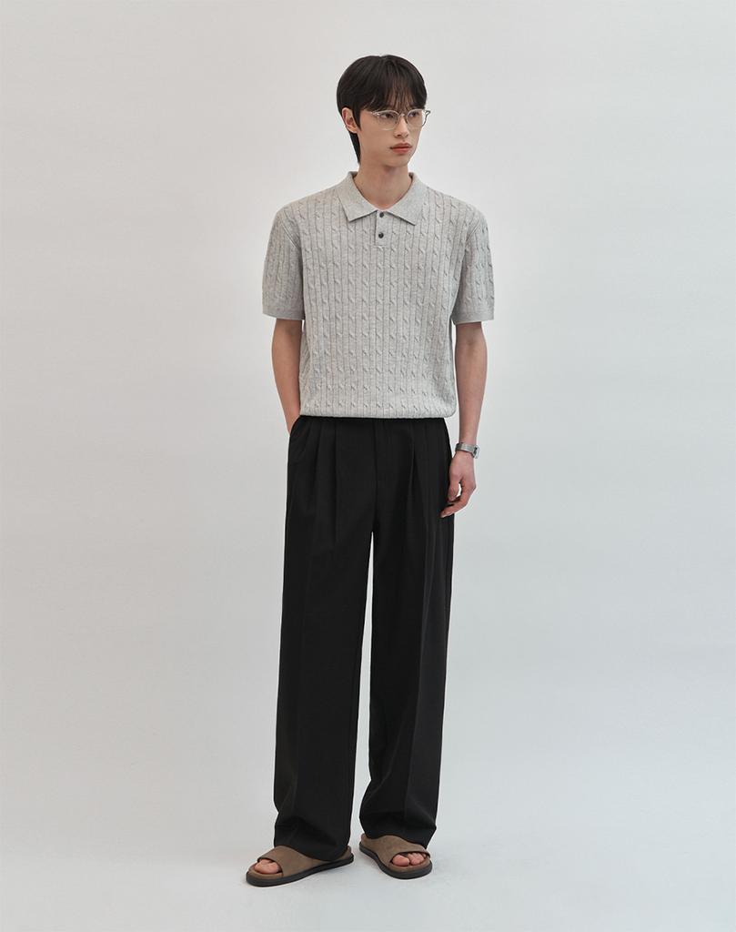 WORK ON BODY OFF [Summer] Mitis Semi-Wide Banding Slacks [Black]