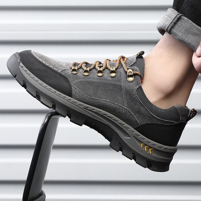 Genuine leather men's shoes 2025 spring new leather shoes outdoor hiking hiking shoes non-slip casual comfortable sports shoes men