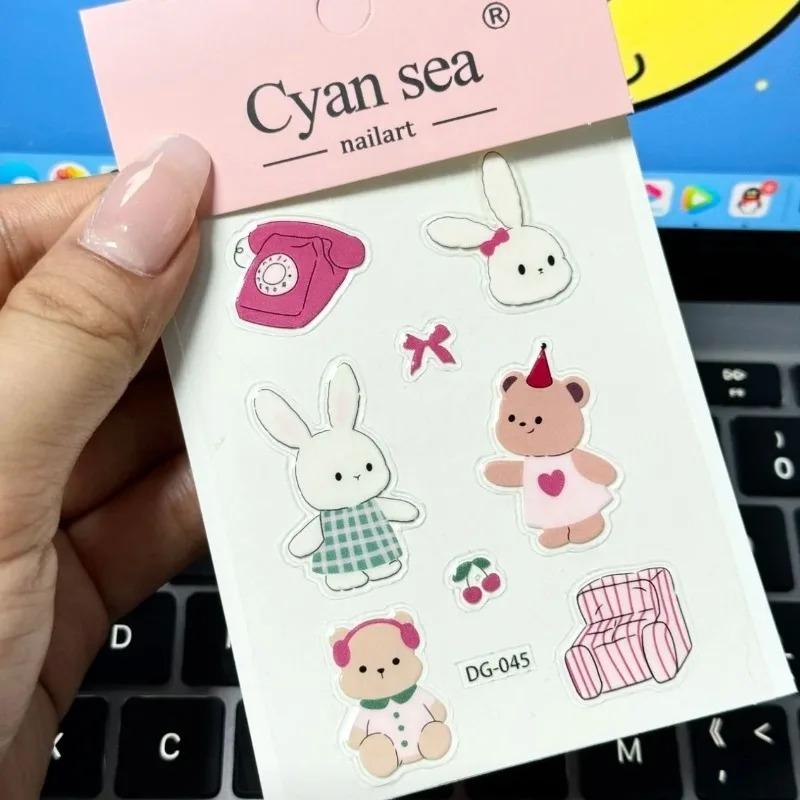 High Aesthetic DIY Adhesive Stickers for Scrapbook Journal Photocard Decor INS Cute Cat & Elephant Jelly Stickers