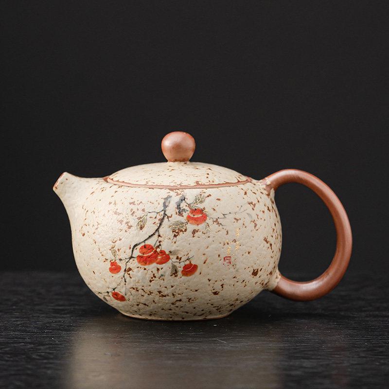 Luxurious Flint Red Xishi Gaiwan Tea Set with Handle, Lid, Filter Net, and Gong Dao Bei for Kung Fu Tea Ceremony