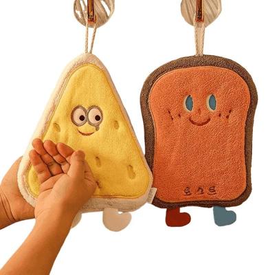 Cute Cartoon Pattern Hanging Towel For Wiping Hands Thickening Absorbent Kawaii Soft Towel With Hanging Loop Bathroom Supplies