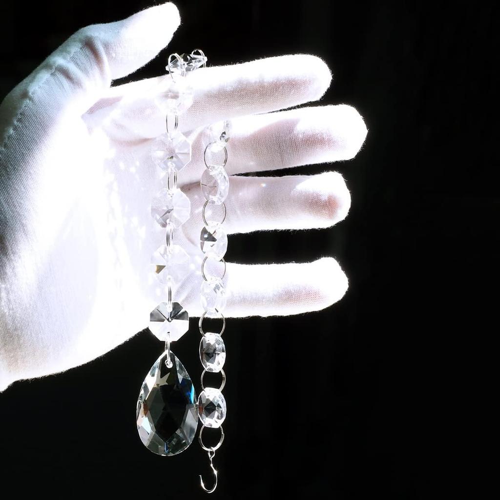 1ft 10pcs Teardrop Crystals Garland, Hanging Chandelier Crystals Prism Beads Chain for Wedding Home Decoration Clear GOLDENHAITAI