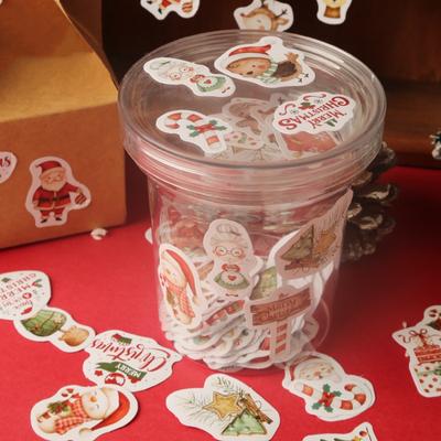 46Pcs/Box Christmas Stickers Santa Claus Elk Handmade Booklet DIY Decorative Sticker Sealing Stickers