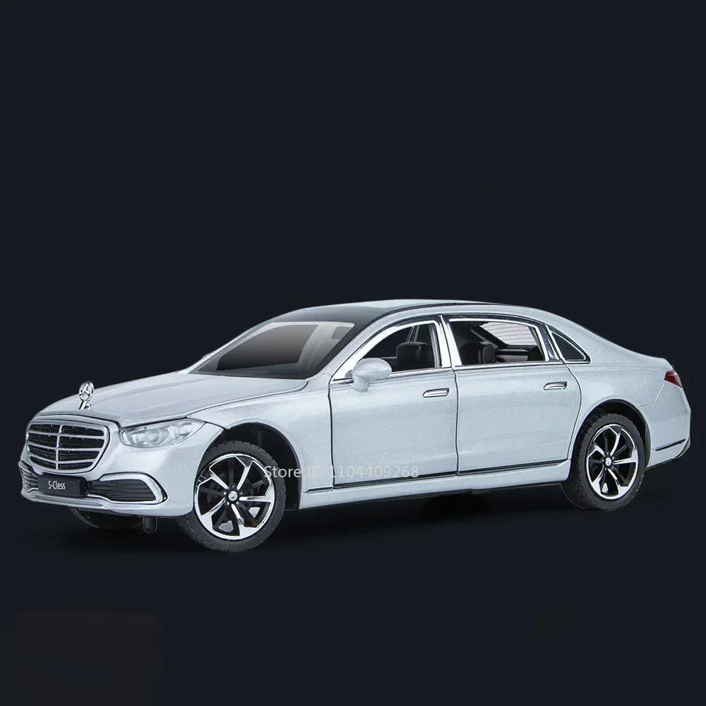 1:24 300SL S400L Car Model Toy Sound Light Pull Back Doors Opened Alloy Diecast Vehicles Models Ornaments Gifts for Kids