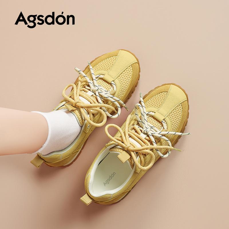 Augustine platform German training shoes women's 2025 new summer retro mesh yellow casual shoes Forrest Gump sports shoes