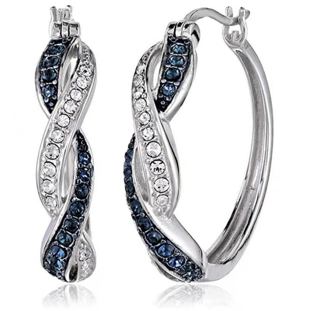 Trendy Two Color Earrings for Women Sparkling Diamond Studs Stylish Accessories Gift