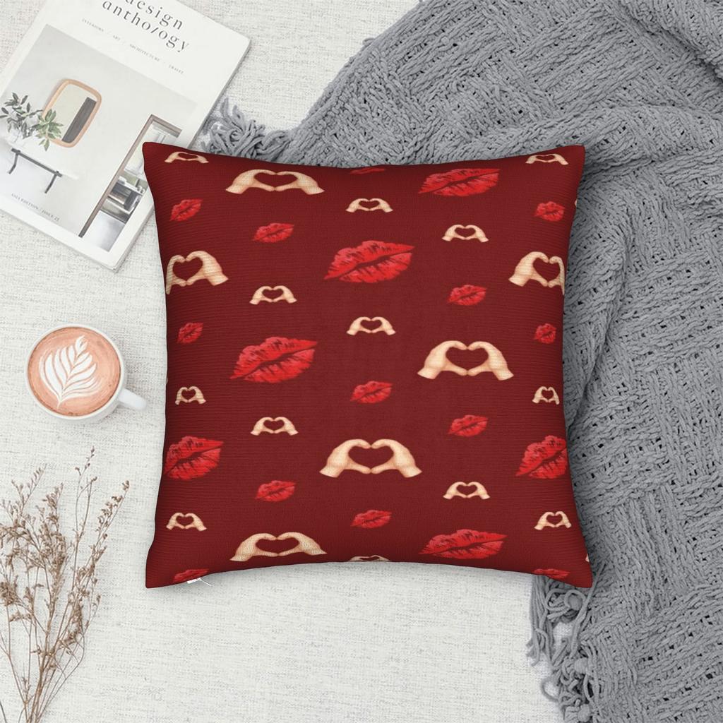 Miłość Pocałunek Czerwone usta Nadruk Poszewki na poduszki Pokrowiec na poduszkę Pokrowce na poduszki Dekoracje do sypialni Y2K Kwadratowe Różne rozmiary