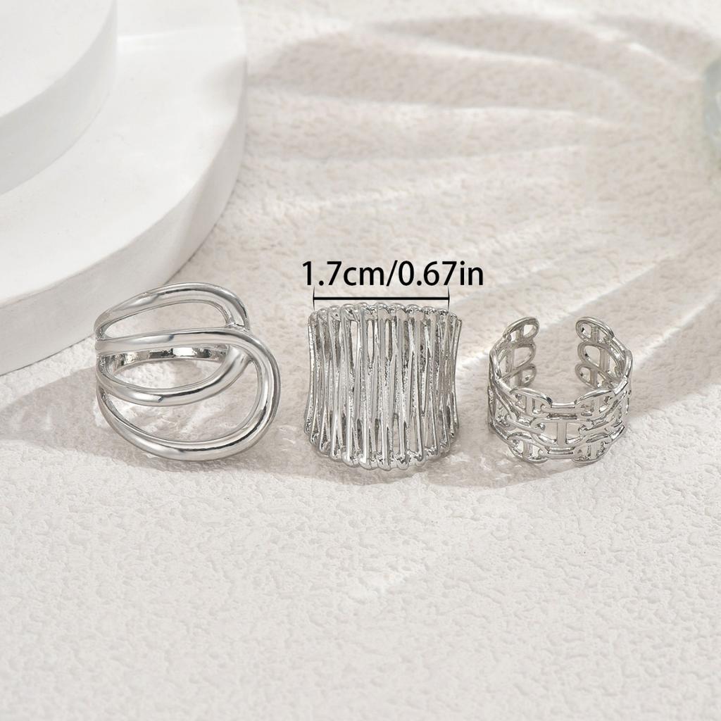 Fashion Women's Jewelry Geometric Smooth Design Versatile Ring Niche High-end Jewelry Set