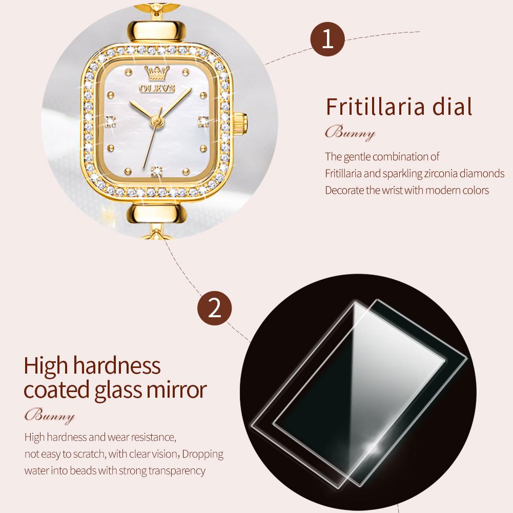 OLEVS Brand Square Quartz Watch New Diamond-encrusted Women's Watch