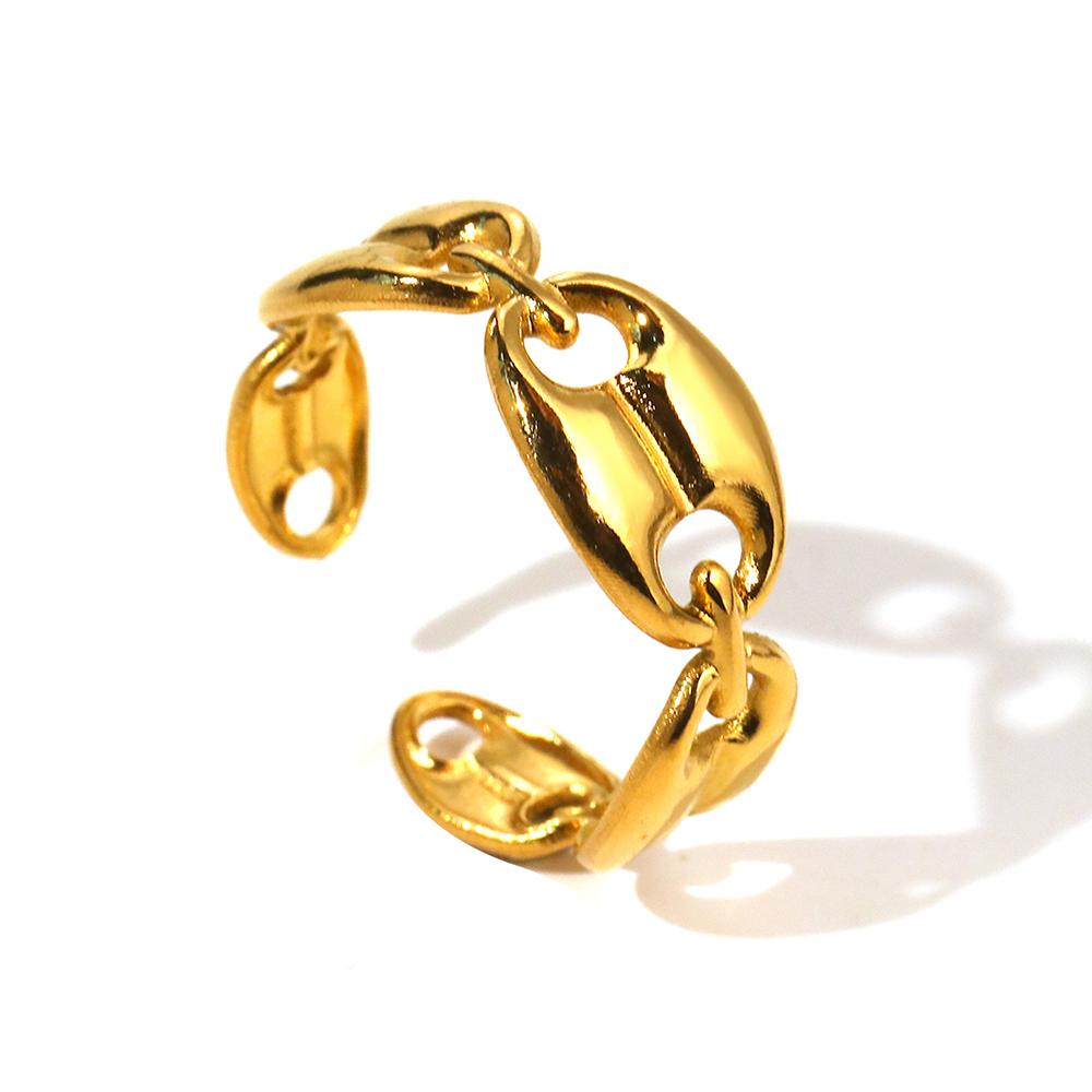 Stainless Steel Rings New Senior Geometric Ellipse Hollow Opening Minimalist Design Sense Ring For Women Zircon Banquet Gifts