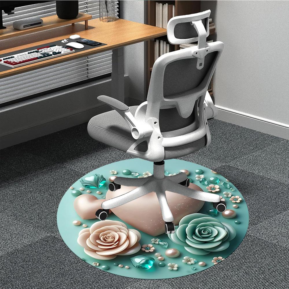 

1pc Heart Flowers Beads Chair Carpet for Office, Non-slip, Soft and Durable Office Rug, Perfect for Office yy260131011 80cm by 80cm