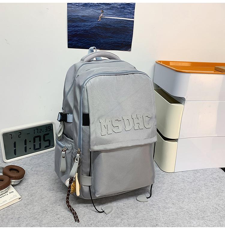 School bag high value letter style junior high school casual simple large capacity travel backpack