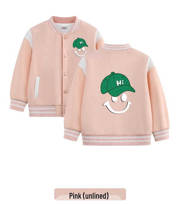 2026 Boys' Korean Style Velvet Baseball Jacket - Autumn/Winter Casual Top