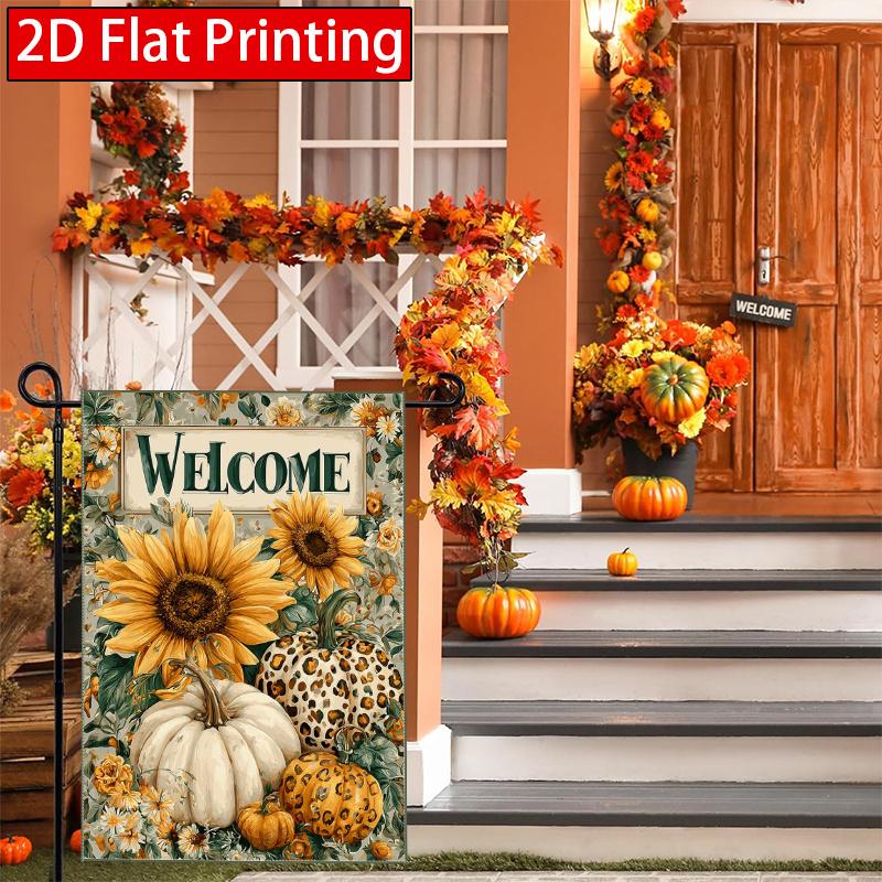 2D Flat - 2D Flat - 2D Flat Thanksgiving Autumn Pumpkin Sunflower Garden Flag_3 (1)- Garden Decoration Double S, Home Decoration, Yard Decoration, Out