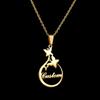 Atoztide Customized Stylish Fashionable Stainless Steel Name Pendant Necklace Personalized Letter Gold Tone Butterfly Necklaces Pendant Name Souvenir