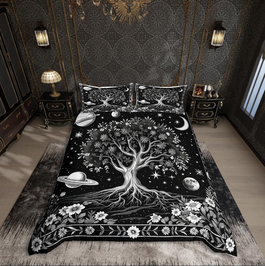 Homewish Tree of Life Duvet Cover Set,Bohemian Mandala Bedding Set,Exotic Style Comforter Cover Set