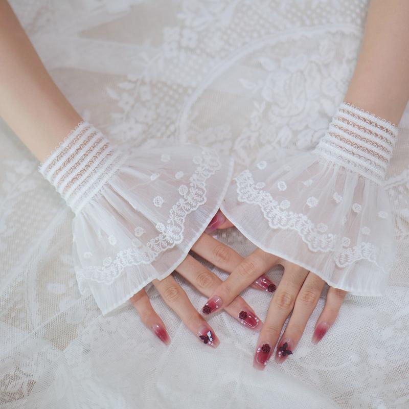Perfect Match Multilayer Ruffle Lace False Sleeves Wrist Cuff Detachable Super Fairy Elastic Hand Cuffs Sweater Decorative Flared Sleeves